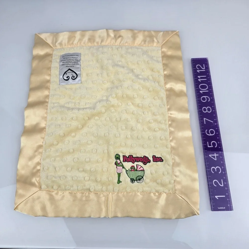 My Blankee Pollywogs Inc Yellow Minky Dot Satin Trim Security Blanket Lovey USA